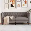Image de Canapé Chesterfield 2 Places Taupe Tissu Vidaxl