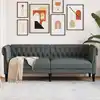 Image de Canapé Chesterfield 3 Places Gris Foncé Tissu Vidaxl