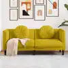 Image de Canapé Avec Coussins 2 Places Jaune Velours Vidaxl