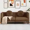 Image de Canapé À 2 Places Avec Coussins Marron Similicuir Daim Vidaxl