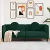 Image de Canapé Avec Coussins 3 Places Vert Foncé Velours Vidaxl