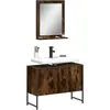 Image de Ensemble D'armoires De Salle De Bain 2 Pcs Chêne Fumé Vidaxl