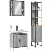 Image de Ensemble D'armoires De Salle De Bain 3 Pcs Sonoma Gris Vidaxl