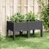 Image de vidaXL Jardinière avec Pieds Lit Surélevé Bac à Fleurs Pot de Plantes Jardin Patio Terrasse Arrière-cour Extérieur Noir 367893