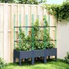 Image de vidaXL Jardinière avec Treillis Bac à Fleurs Pot à Plantes Boîte à Fleurs Jardin Terrasse Patio Extérieur Bleu Gris 367956