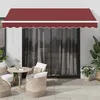 Image de vidaXL Auvent rétractable automatique avec LED bordeaux 350x250 cm auvent auvent de porte auvent de jardin store auvent