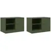 Image de Meubles Tv 2 Pcs Vert Olive 67x39x44 Cm Acier Vidaxl
