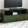Image de vidaXL Meuble TV vert olive 99x39x44 cm acier 841737