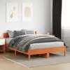 Image de Cadre De Lit Sans Matelas Cire Marron 120x200cm Bois Pin Massif Vidaxl