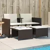 Image de vidaXL Canapé de Jardin 2 Places avec Table et Tabourets Fauteuils avec Coussins Mobilier dExtérieur Patio Moderne 368417