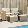 Image de Canapé De Jardin 2 Places Avec Table Et Tabourets Beige Rotin Vidaxl