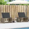 Image de Chaises Longues 2 Pièces Avec Table En Résine Tressée Grise Vidaxl