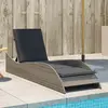 Image de Chaise Longue Avec Coussin Gris 60x205x73 Cm Résine Tressée Vidaxl