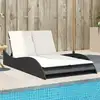 Image de Chaise Longue Avec Coussins Noir 114x205x73 Cm Résine Tressée Vidaxl