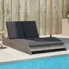 Image de Chaise Longue Avec Coussins Gris 114x205x73 Cm Résine Tressée Vidaxl