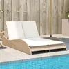 Image de vidaXL Chaise Longue avec Coussins Lit de Repos avec Dossier Réglable Bain de Soleil Meuble de Jardin Extérieur Moderne 368291