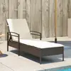 Image de Chaise Longue Avec Coussin Marron 63x200x81 Cm Résine Tressée Vidaxl