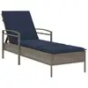 Image de Vidaxl chaise longue avec coussin gris 63 x 200 x 81 cm résine tressée (états-unis uniquement)