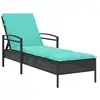 Image de Vidaxl transat avec coussin 1-personne noir 63 x 200 x 81 cm polyrotin