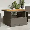 Image de Table De Jardin Gris 110x110x71 Cm Résine Tressée Bois D'acacia Vidaxl