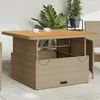Image de vidaXL Table de jardin beige 110x110x71 cm résine tressée bois acacia 368274