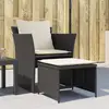 Image de Chaise De Jardin Avec Tabouret Noir Résine Tressée Vidaxl