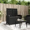 Image de Banc Inclinable De Jardin Avec Coussins Noir Résine Tressée Vidaxl