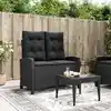 Image de Banc Inclinable De Jardin Avec Coussins Noir Résine Tressée Vidaxl