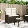 Image de Banc Inclinable De Jardin Avec Coussins Marron Résine Tressée Vidaxl