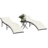 Image de vidaXL Lot de 2 Chaises Longues avec Table Bain de Soleil Transat de Terrasse Siège de Jardin Patio Extérieur Noir 368251
