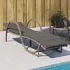 Image de vidaXL Chaise longue avec coussin gris 60x199x42 cm résine tressée lit de bronzage chaise longue inclinable lit de jour 368259