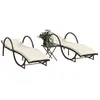 Image de Chaises Longues Lot De 2 Avec Table Marron Résine Tressée Vidaxl