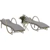 Image de Chaises Longues Lot De 2 Avec Table Beige Résine Tressée Vidaxl