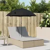 Image de vidaXL Chaise longue double avec coussins et parasol beige poly rotin 368084
