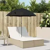 Image de vidaXL Chaise longue double avec coussins et parasol beige poly rotin 368085