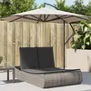 Image de Chaise Longue Double Avec Coussins Gris Résine Tressée Vidaxl