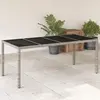 Image de Table De Jardin Dessus En Verre Gris Clair Résine Tressée Vidaxl