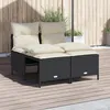Image de vidaXL Salon de jardin 4 pcs avec coussins noir résine tressée ensemble de canapés dextérieur salon de jardin ensemble 368371