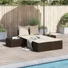 Image de Chaise Longue Double Avec Coussins Marron Résine Tressée Vidaxl