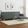 Image de Canapé-lit À 2 Places Avec Repose-pied Gris Foncé Tissu Vidaxl