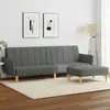 Image de Canapé-lit À 2 Places Avec Repose-pied Gris Foncé Tissu Vidaxl