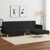 Image de Canapé-lit À 2 Places Avec Repose-pied Noir Tissu Vidaxl