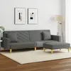 Image de Canapé-lit À 2 Places Avec Oreillers Et Repose-pied Gris Foncé Vidaxl