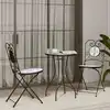 Image de Ensemble De Bistro Mosaïque Bleu Et Blanc Fer Et Céramique Vidaxl