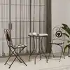 Image de Ensemble De Bistro Mosaïque Noir Et Blanc Fer Et Céramique Vidaxl