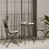 Image de Ensemble De Bistro Mosaïque Terre Cuite Blanc Fer Et Céramique Vidaxl