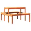 Image de Vidaxl table de pique-nique marron 110x134x75 cm bois massif pin
