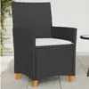 Image de Chaises De Jardin Coussins Lot De 2 Noir Résine Tressée Et Bois Vidaxl