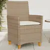 Image de Chaises De Jardin Coussins Lot De 2 Beige Résine Tressée Bois Vidaxl