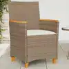Image de Chaises De Jardin Coussins Lot De 2 Beige Résine Tressée Bois Vidaxl
